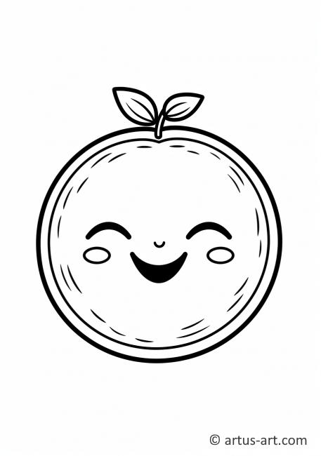 Pagină de colorat cu un grapefruit cu față zâmbitoare
